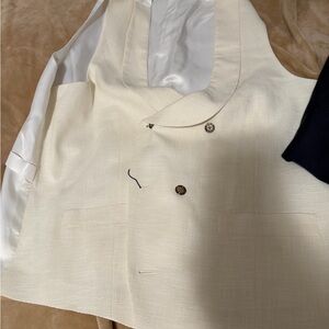 S by Sebastian Men's Cream Gemelli Double-Breasted Waistcoat Vest Size 42 NWT